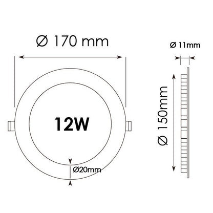 Downlight LED Circular Extraplano 12W Branco 1080lm Encastrar