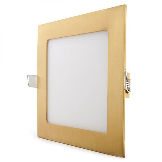 Painel LED 12W 1200Lm 2700ºK Quadrado Dourado 50.000H [GL-CL-S12N-G-WW]