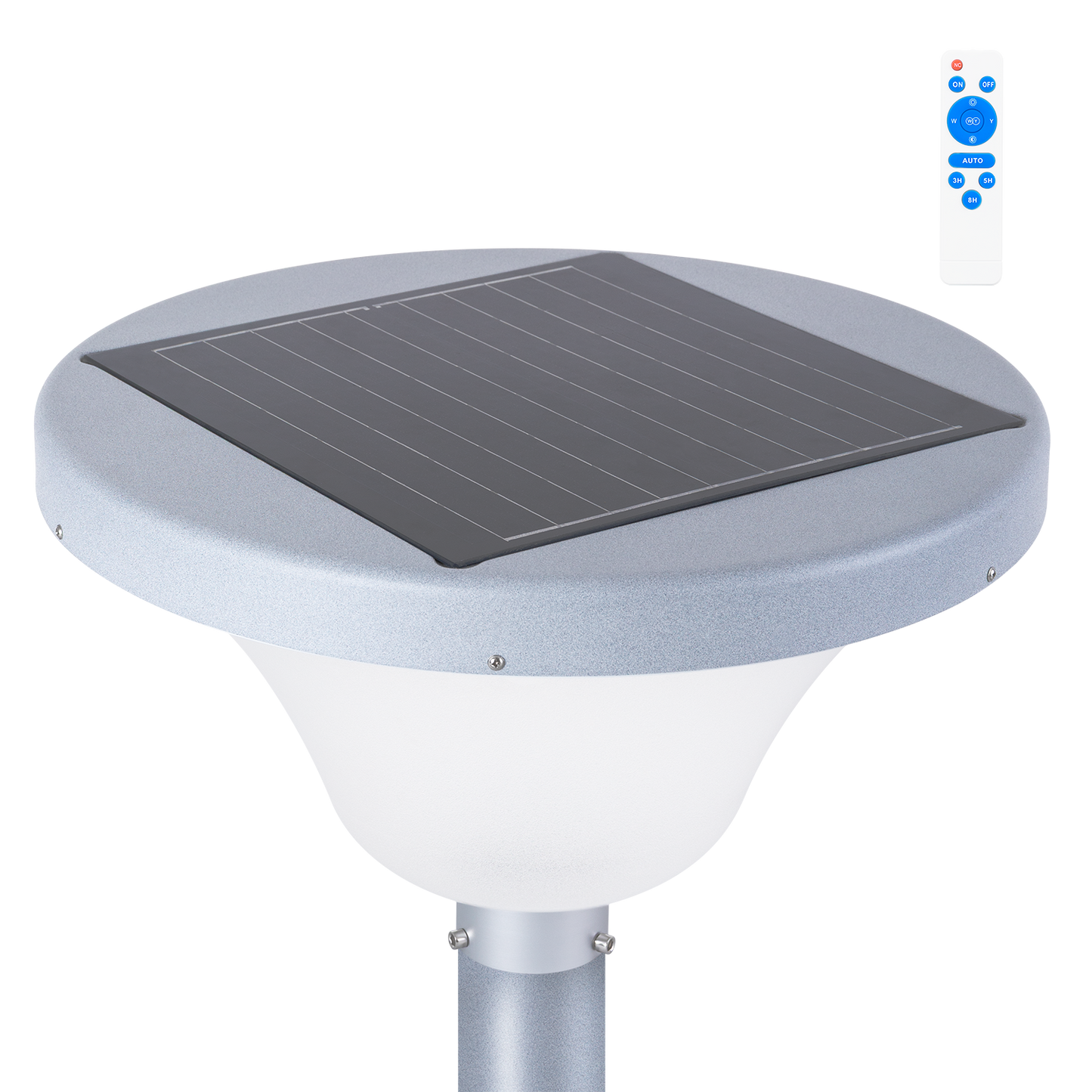 Poste solar circular LED para jardins 45W com detector de proximidade