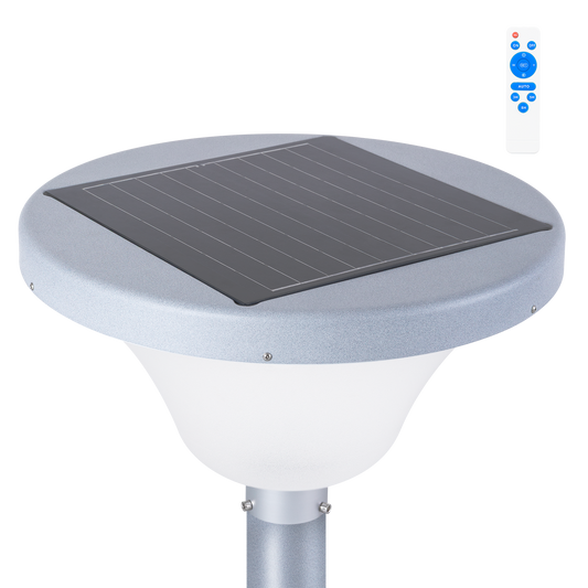Poste solar circular LED para jardins 45W com detector de proximidade