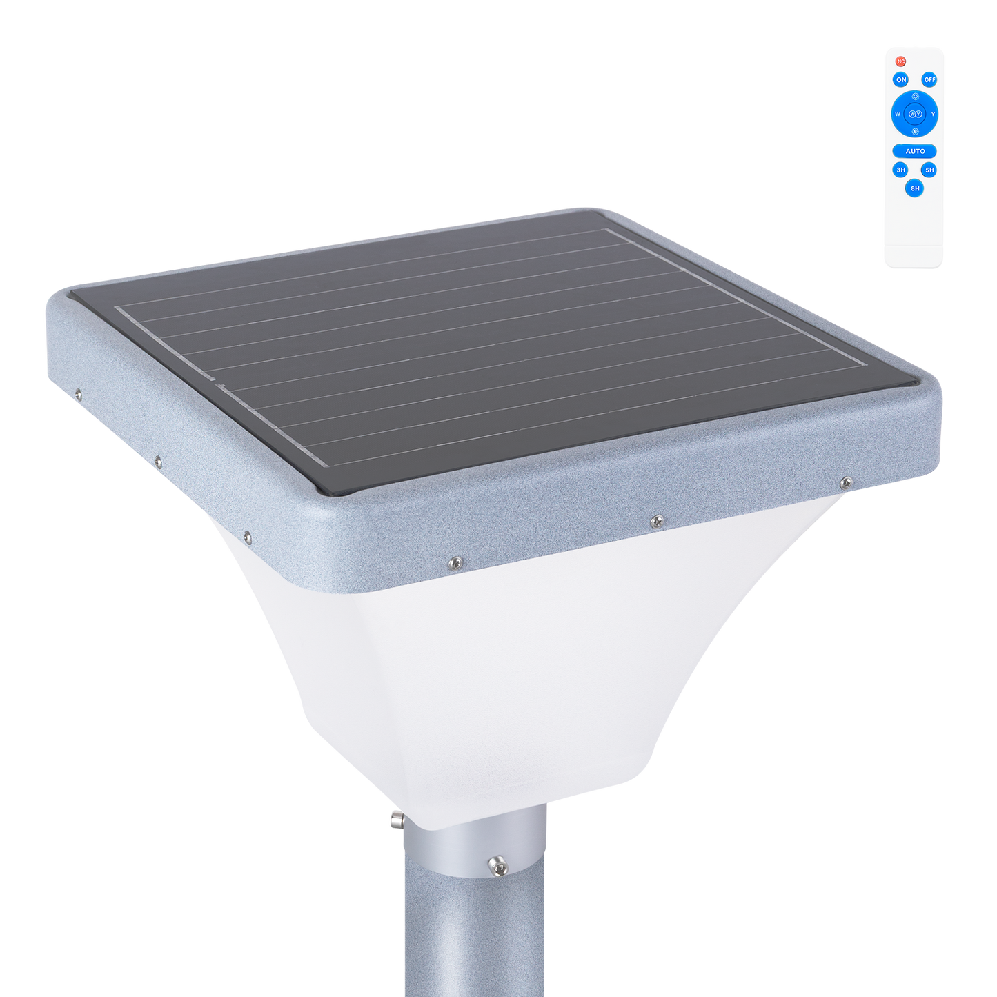 Poste LED Solar Retangular para Jardins 45W com Detector de Proximidade