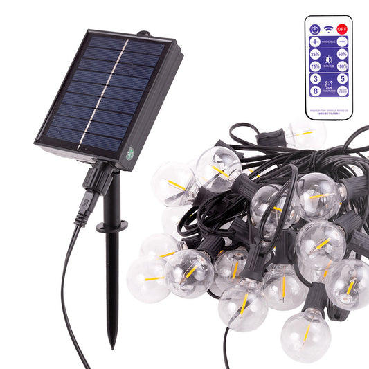 Corrente 25 Lâmpadas LED G40 2700ºK 9,5M Solar - Painel: 5,5V 1,2W Bateria: 3,7V 1200Mah [Ho-Cad-25-Sol-Ww]