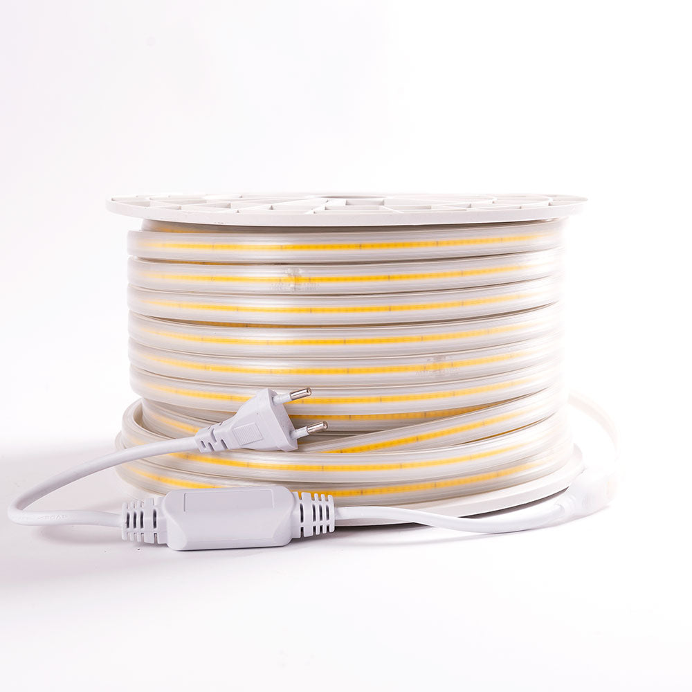 Fita LED COB 450W 34.200Lm CRI85 220VAC x 50M [HO-COB220-9W-WW]-Branco Quente