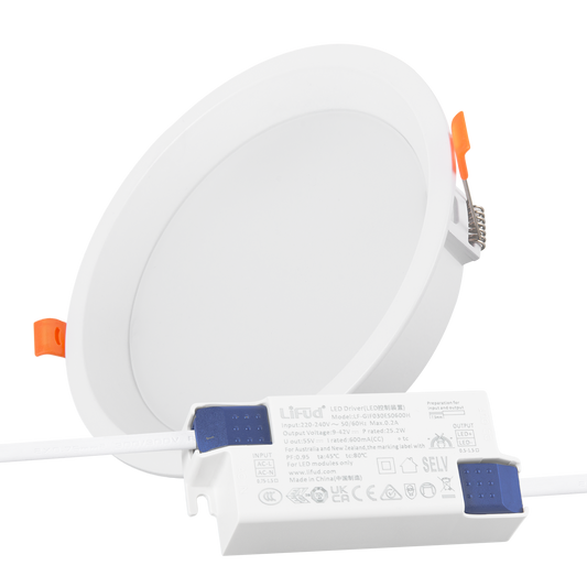 Downlight LED 24W 140Lm/W Driver LIFUD Flicker Free 6000ºK [HO-DL01-LI-24W-CW]