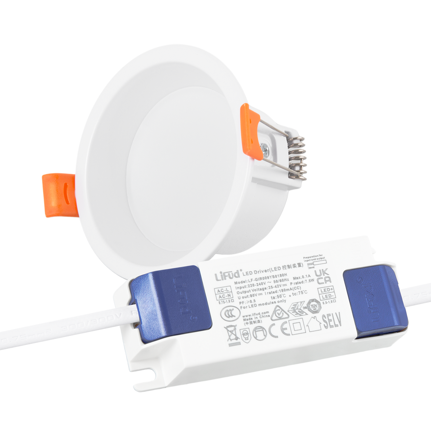Downlight LED 7W 140Lm/W Driver LIFUD Flicker Free 2700ºK [HO-DL01-LI-7W-WW]