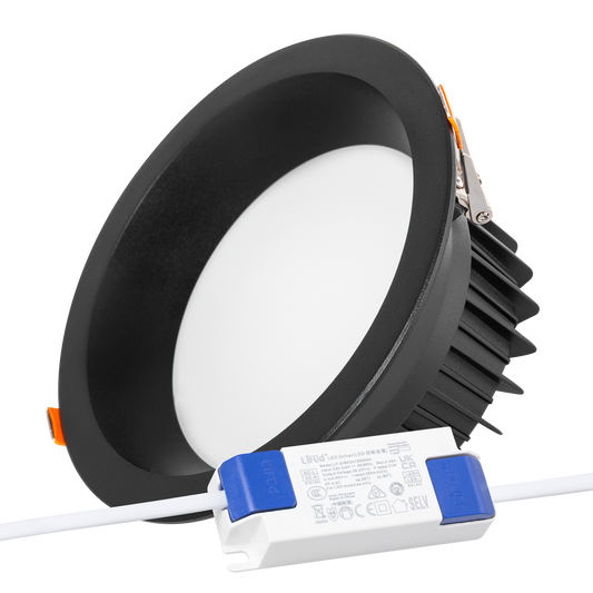 Foco Downlight Circular LED 20W 2.000Lm 3000ºK Antirreflexo UGR19 40.000H Preto