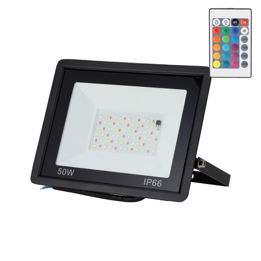 Projetor LED RGBW com controle remoto 50W [HO-ICRGBFL-50W]