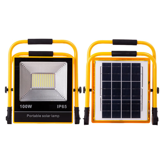 Projetor LED Solar 100W 6500K Painel: 6V/12W Battery: 3.2V/18000Mah Remote Control [Ho-Solarfl-100W-05]