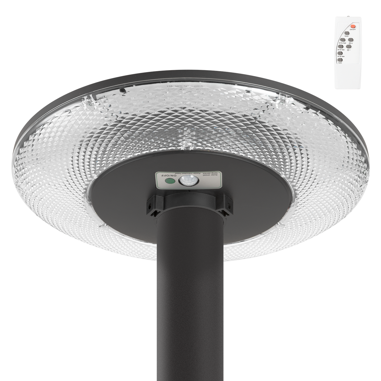 Sensor de luz de rua LED solar de 100 W com controlo remoto, branco frio