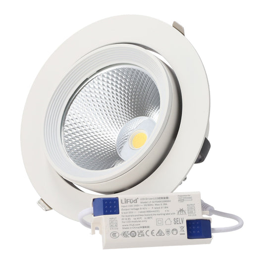 Refletor LED Downlight 40W CCT Circular Driver Ajustável LIFUD 40.000H Microprismático [HOCOBCOR40WLI-CCT}