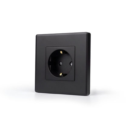 Tomada Schuko WiFi 16A Encastrar + Moldura PC Tuya Alexa Google Branco Preto