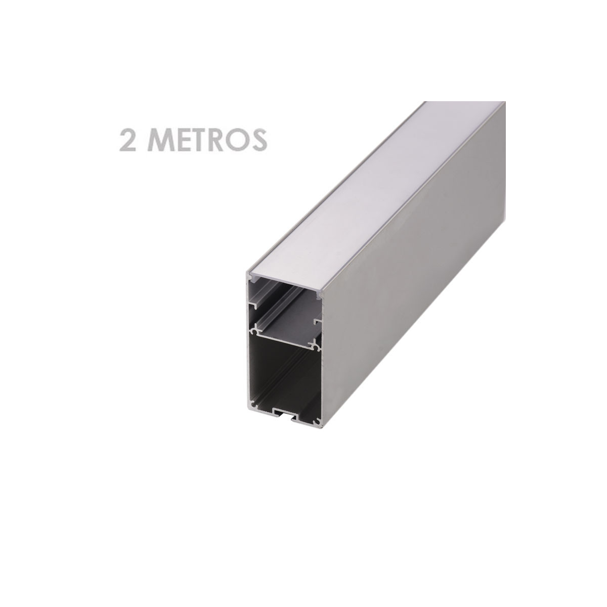 Perfil de Alumínio Retangular para Faixa LED 66×35×2000mm com Difusor Opalino