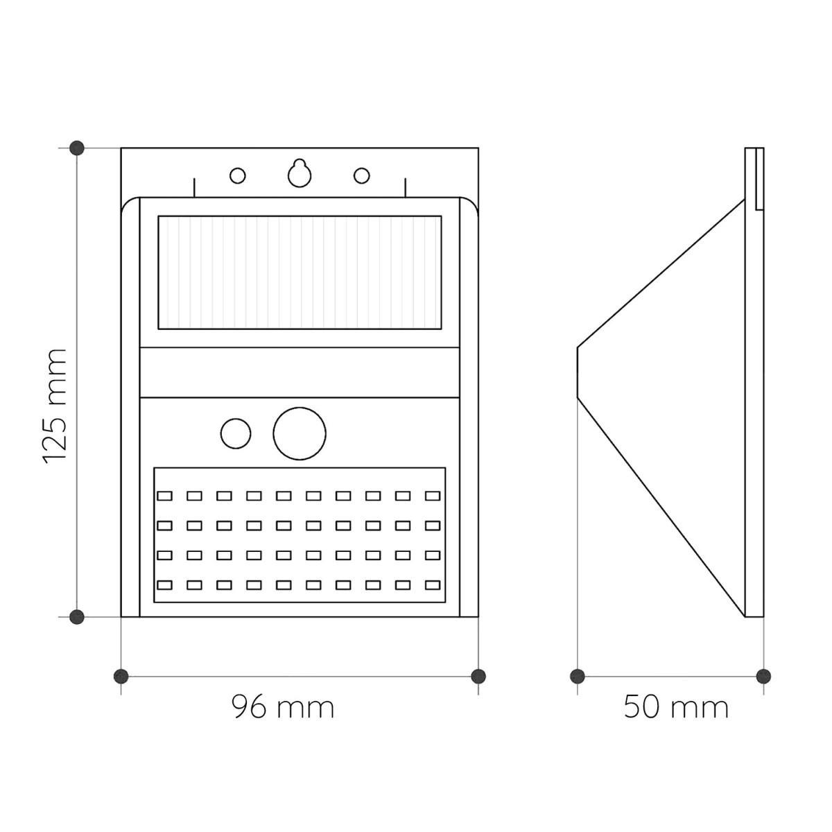 Aplique Solar LED de Parede com Sensor de Movimento PIR 200lm 6000K IP65 Exterior