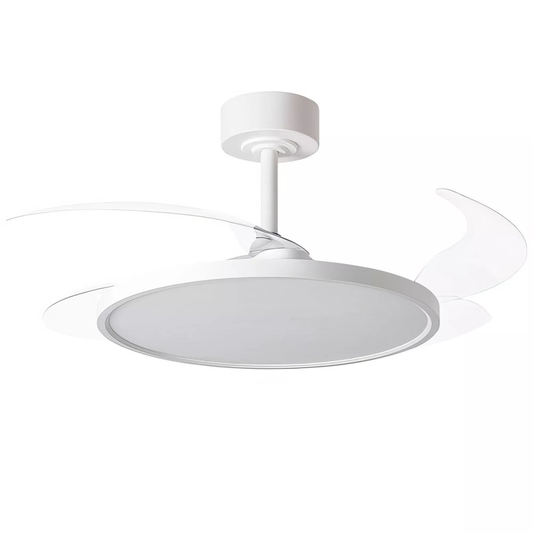 Ventoinha de Teto com Pás Retráteis e Luz LED 36W 3CCT | Motor DC 30W | 6 Velocidades | Comando - branco