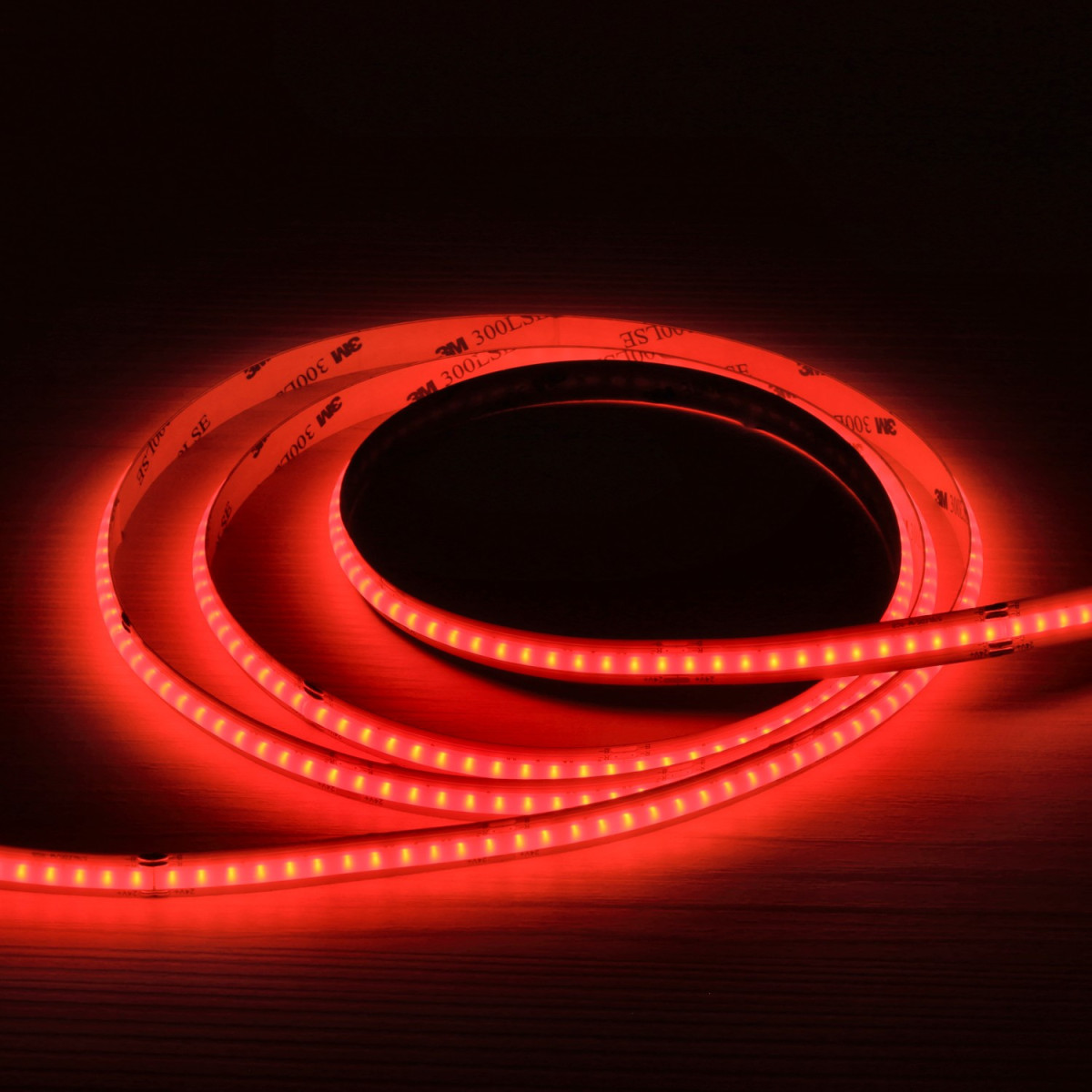 Fita LED COB RGB 24V 5m 12W/m 576 LEDs/m | Luz Homogénea Sem Pontos | IP20 | Interior | Dimável - vermelho