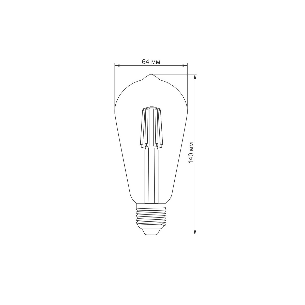 Lâmpada LED Filamento ST64 E27 6W 550lm Branco Quente 2700K Regulável 360° Estilo Edison