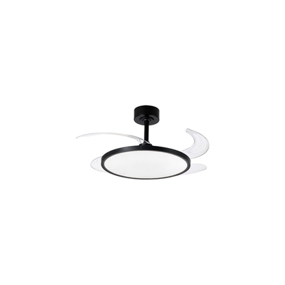 Ventoinha de Teto com Pás Retráteis e Luz LED 36W 3CCT | Motor DC 30W | 6 Velocidades | Comando - preto