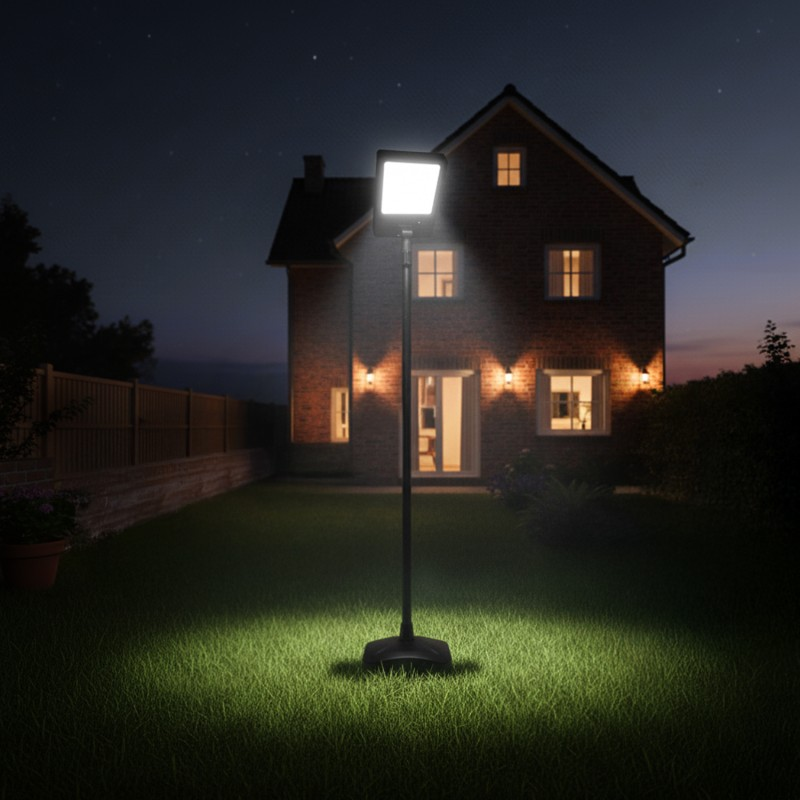 Poste de Iluminação Pública Solar LED 2800lm 2,5M com Coluna Bluetooth | 3CCT | IP65 Jardim Rua