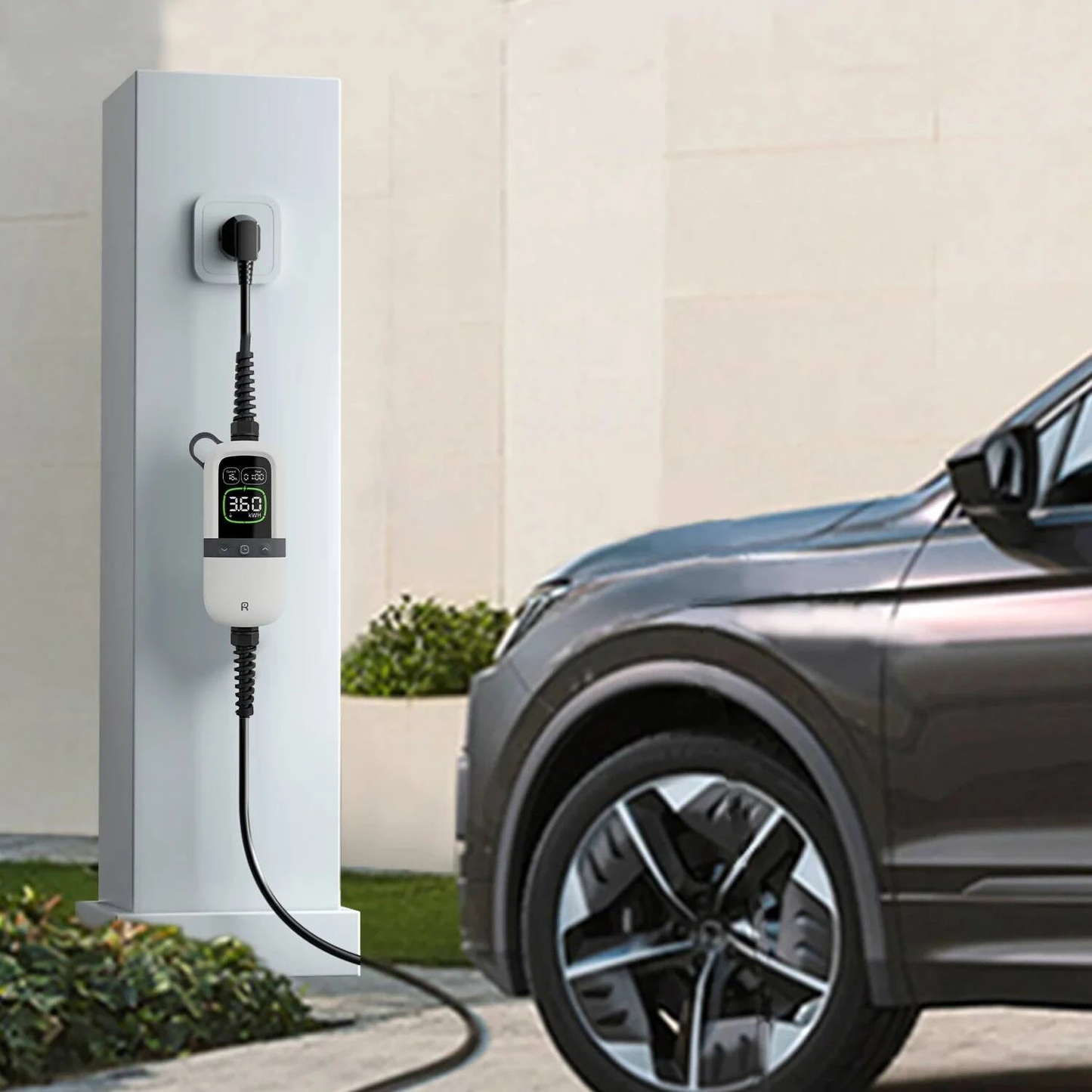 Carregador Portátil para Carro Elétrico 3.6kW 6-16A Ajustável | Cabo 6m | IP65 | Carregamento Programado