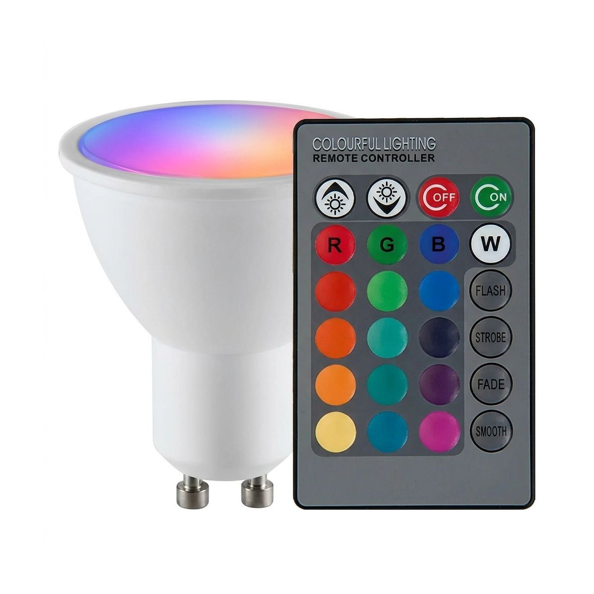 Lâmpada LED GU10 RGB 3W 250lm com Comando à Distância | Interior
