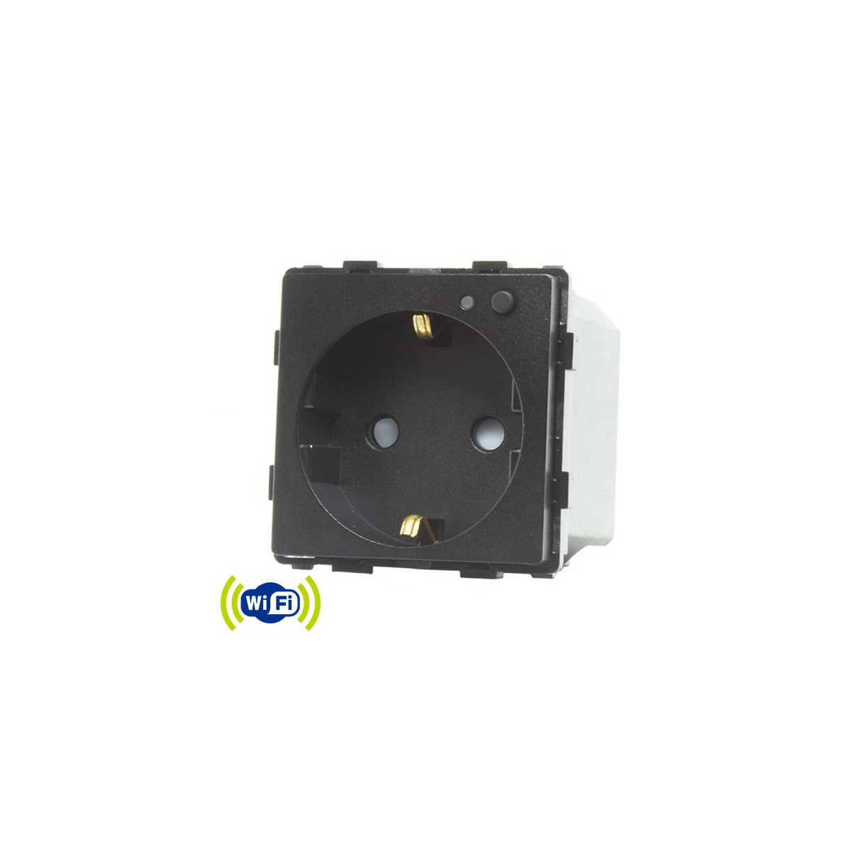 Tomada Schuko WiFi 16A Encastrar + Moldura PC Tuya Alexa Google Branco Preto