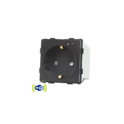 Tomada Schuko WiFi 16A Encastrar + Moldura PC Tuya Alexa Google Branco Preto