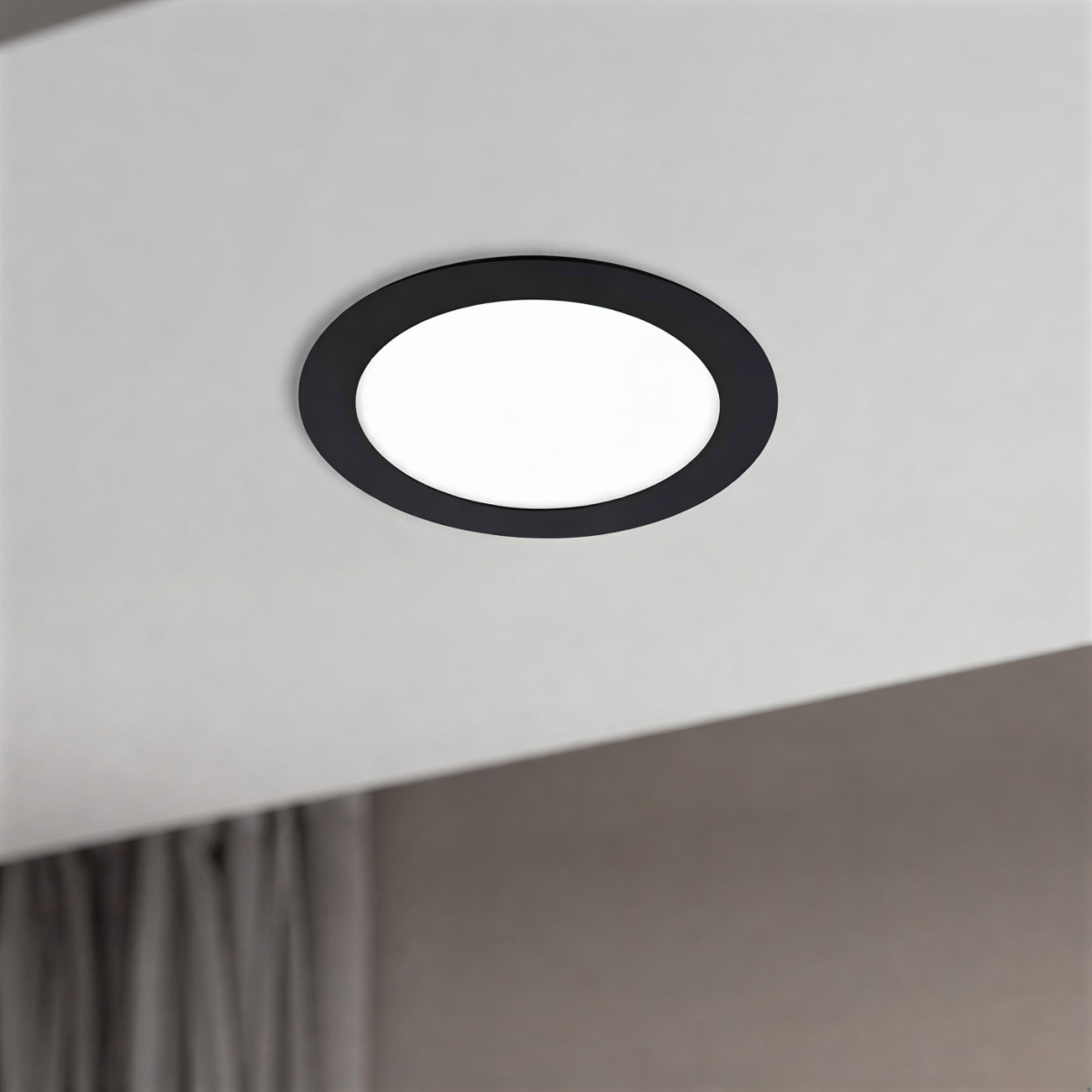 Downlight Circular LED 18W Preto Ultra Plano 1620lm Branco Frio 6500K Neutro 4000K Quente 3000K Ø220mm