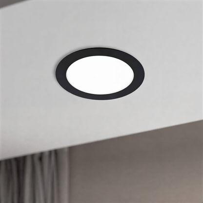 Downlight Circular LED 18W Preto Ultra Plano 1620lm Branco Frio 6500K Neutro 4000K Quente 3000K Ø220mm