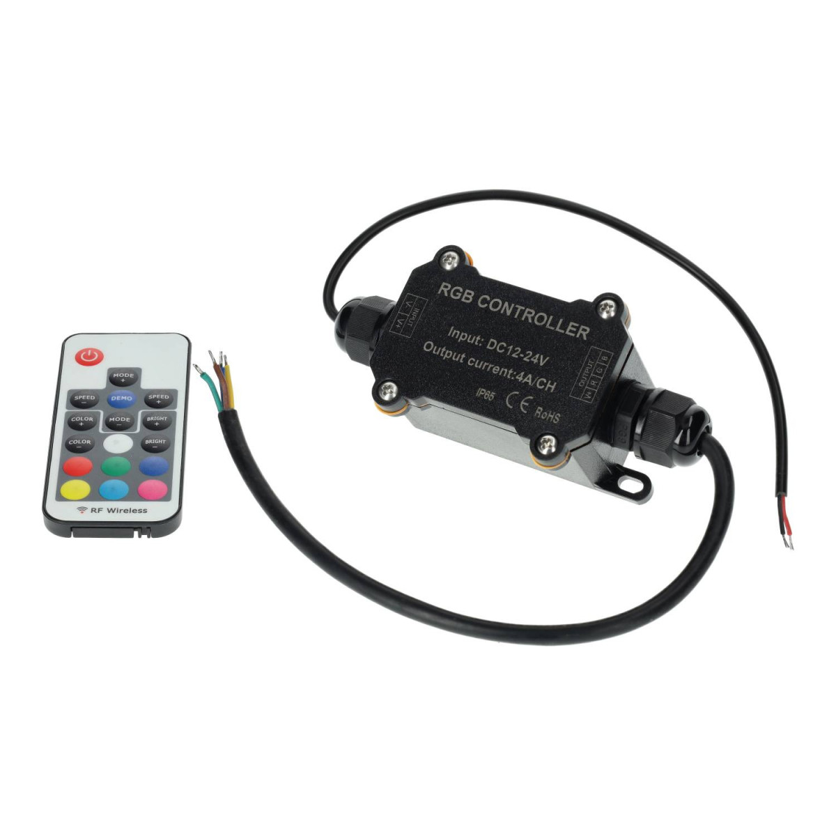 Controlador RGB RF IP65 12A 12 24V com Telecomando Para Luzes de Piscina e Fitas LED RGB CE RoHS