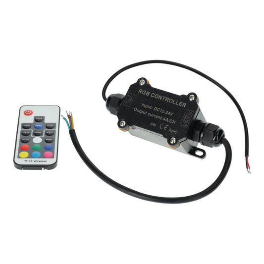 Controlador RGB RF IP65 12A 12 24V com Telecomando Para Luzes de Piscina e Fitas LED RGB CE RoHS