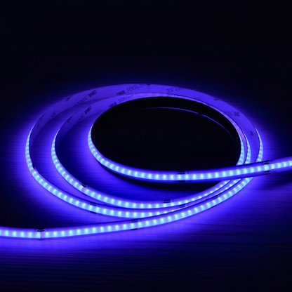 Fita LED COB RGB 24V 5m 12W/m 576 LEDs/m | Luz Homogénea Sem Pontos | IP20 | Interior | Dimável - azul