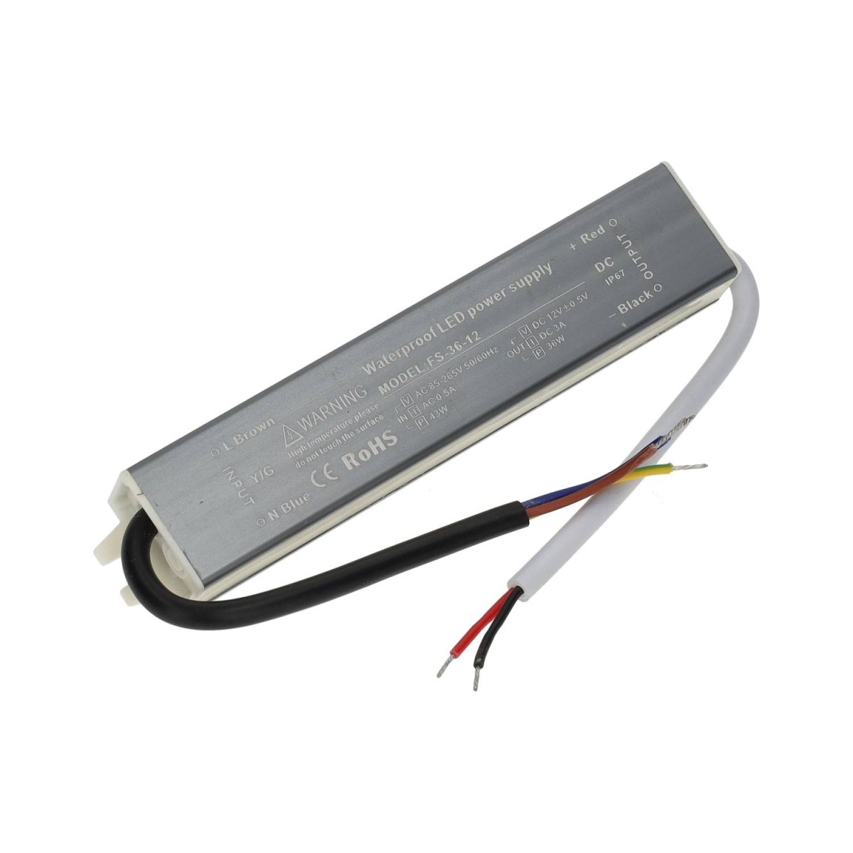 Transformador LED IP67 12V 36W 3A Fonte de Alimentação À Prova de Água Exterior