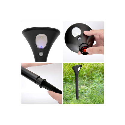 Luz Solar LED Jardim 0,5W IP65 Sensor Movimento PIR Altura Regulável 62cm ABS Preto CE RoHS