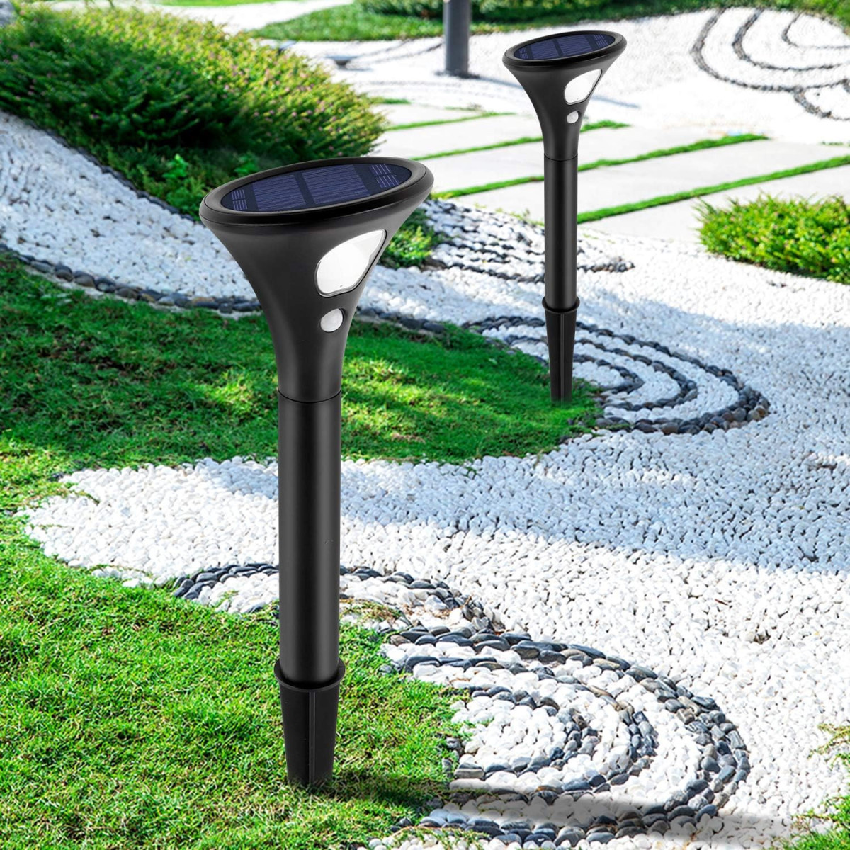 Luz Solar LED Jardim 0,5W IP65 Sensor Movimento PIR Altura Regulável 62cm ABS Preto CE RoHS