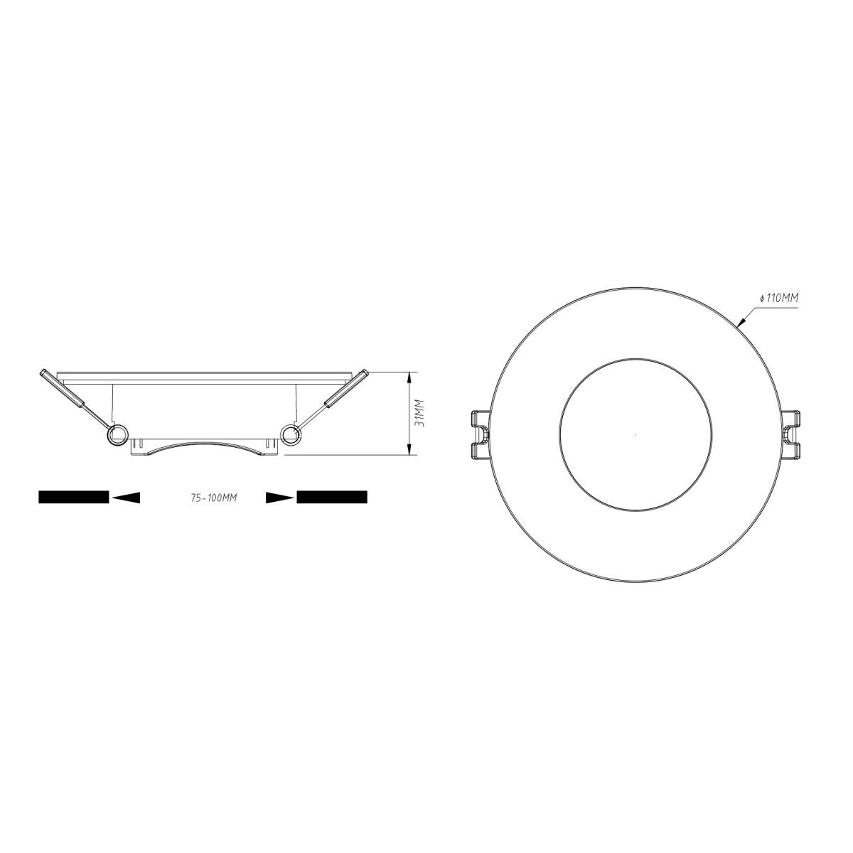 Aro Encastrável IP65 Ø110mm para Lâmpada Dicróica GU10 GU5.3 Policarbonato Branco Casa de Banho