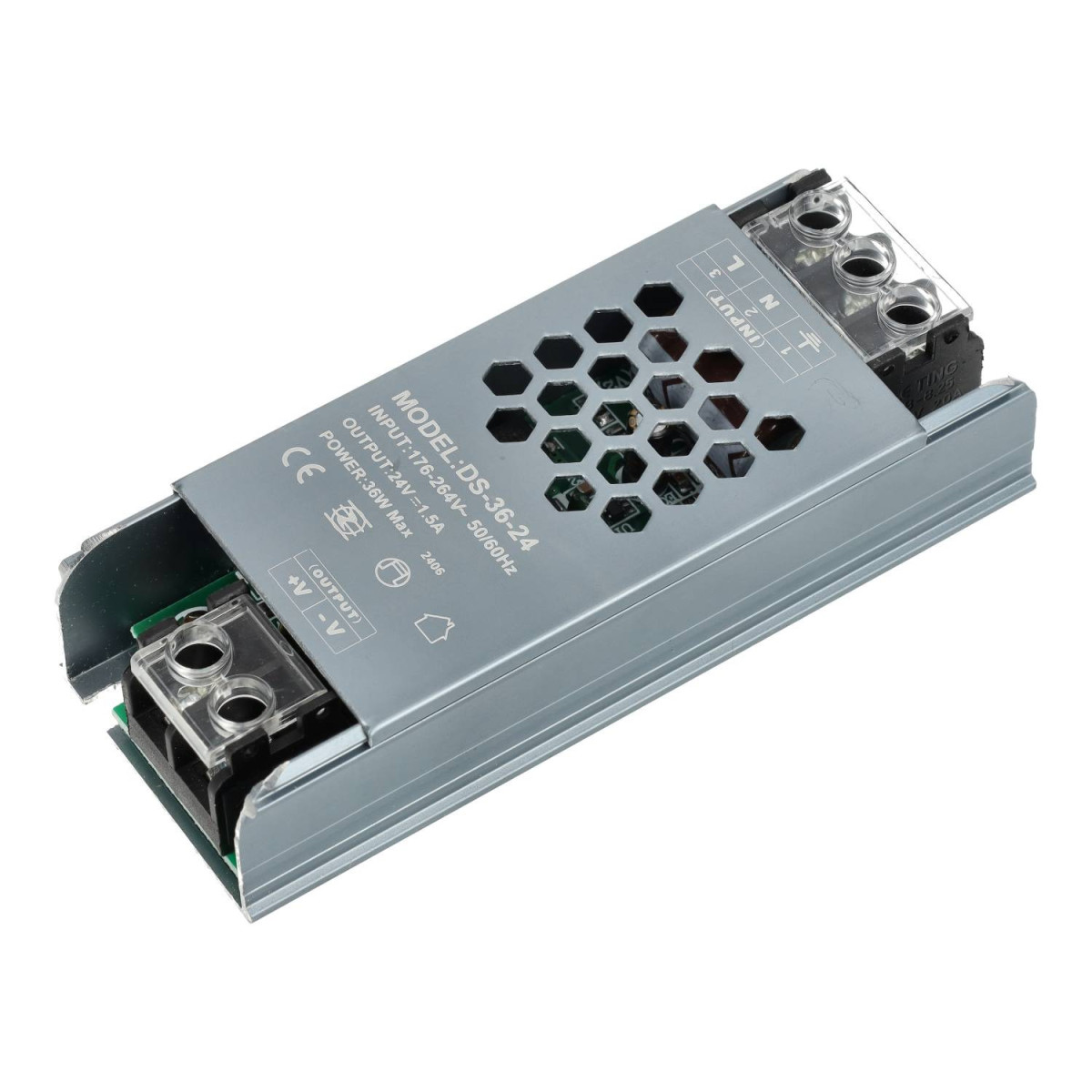 Transformador LED 24V 36W 1.5A Fonte de Alimentação para Fitas LED IP20 CE RoHS