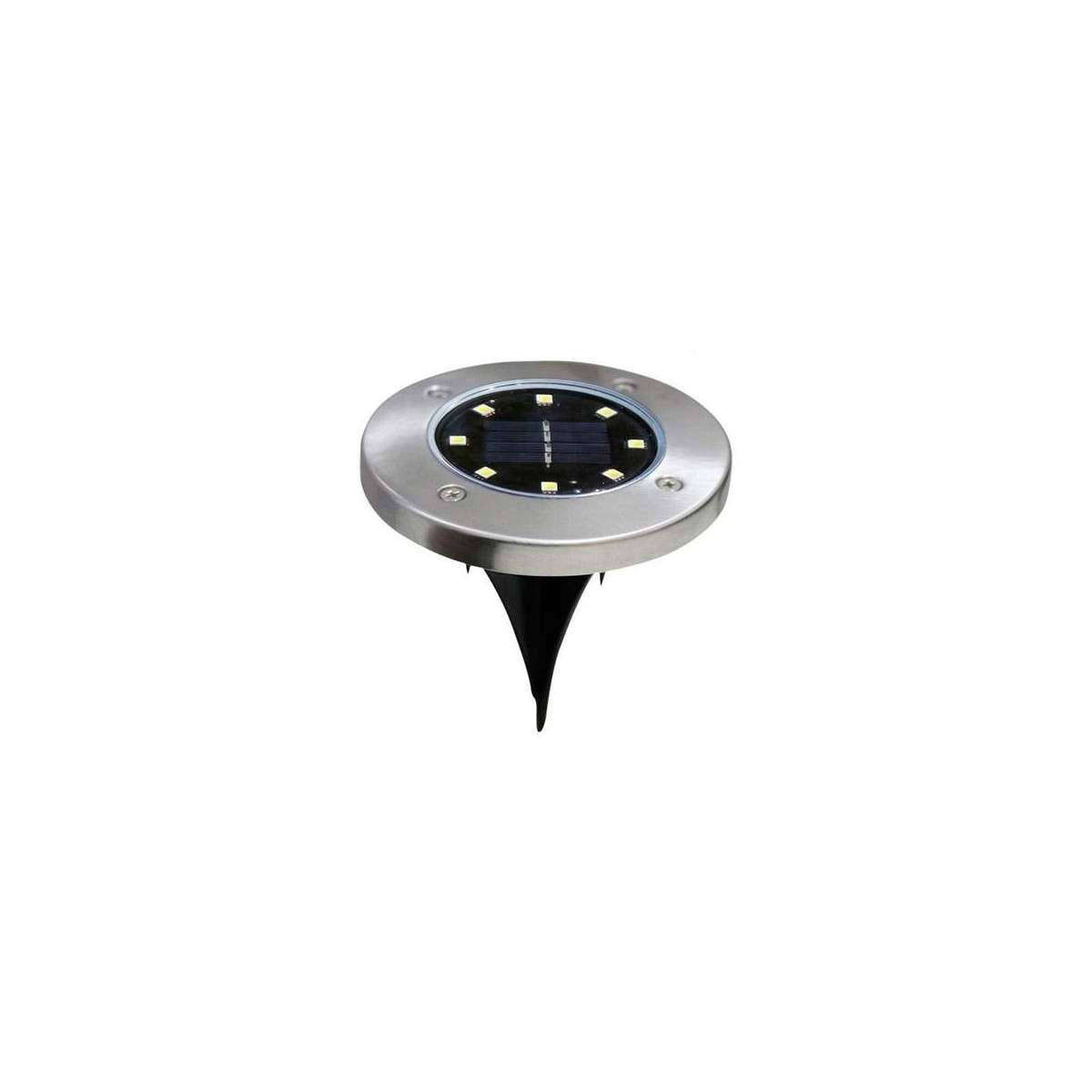 Baliza Solar LED de Solo com Espigão | 8 LEDs SMD 6000K | Aço Inoxidável | IP44