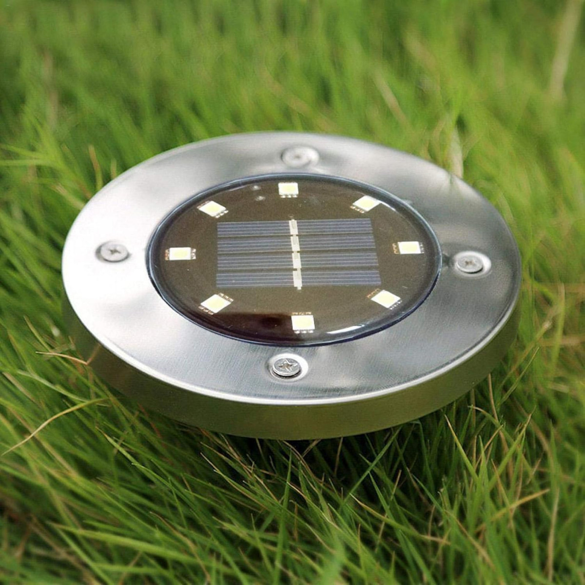Baliza Solar LED de Solo com Espigão | 8 LEDs SMD 6000K | Aço Inoxidável | IP44 | Jardim