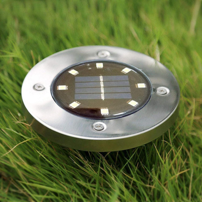 Baliza Solar LED de Solo com Espigão | 8 LEDs SMD 6000K | Aço Inoxidável | IP44 | Jardim
