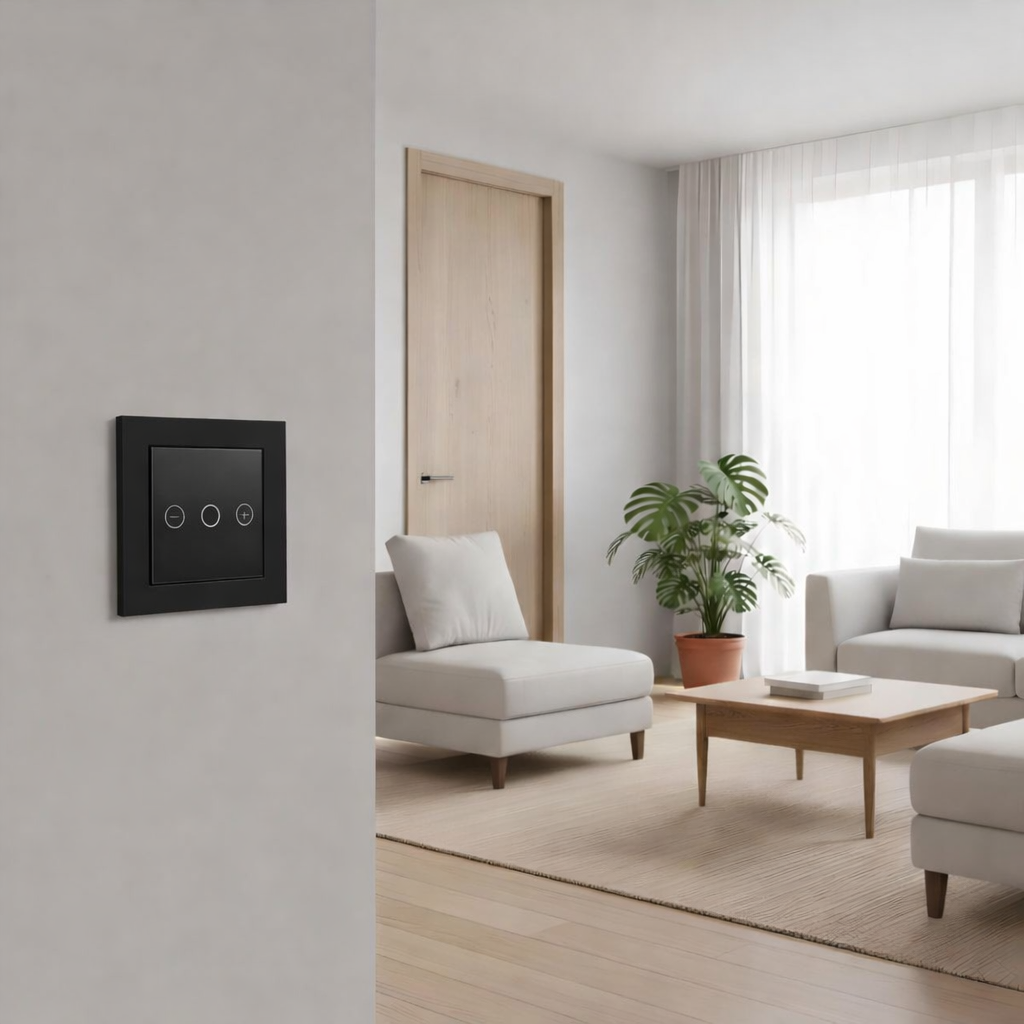 Interruptor Dimmer Touch WiFi + Moldura de Vidro | 700W | App Tuya | Google Home & Alexa | Preto - Sala