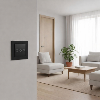 Interruptor Dimmer Touch WiFi + Moldura de Vidro | 700W | App Tuya | Google Home & Alexa | Preto - Sala