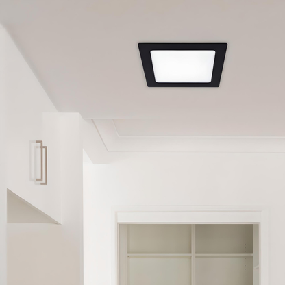 Downlight Quadrado LED 18W Preto Ultra Plano 1620lm 220x220mm