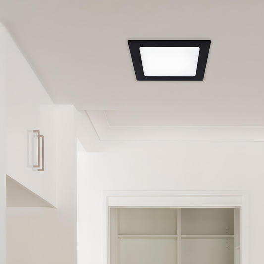 Downlight Quadrado LED 18W Preto Ultra Plano 1620lm 220x220mm
