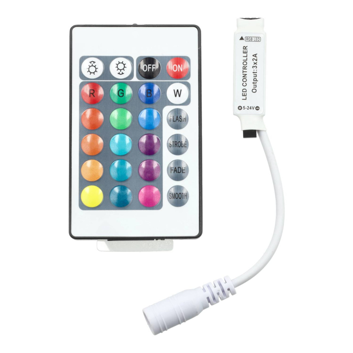 Mini Controlador RGB com Comando Remoto | 12/24V | 6A | Fitas LED RGB | IP20
