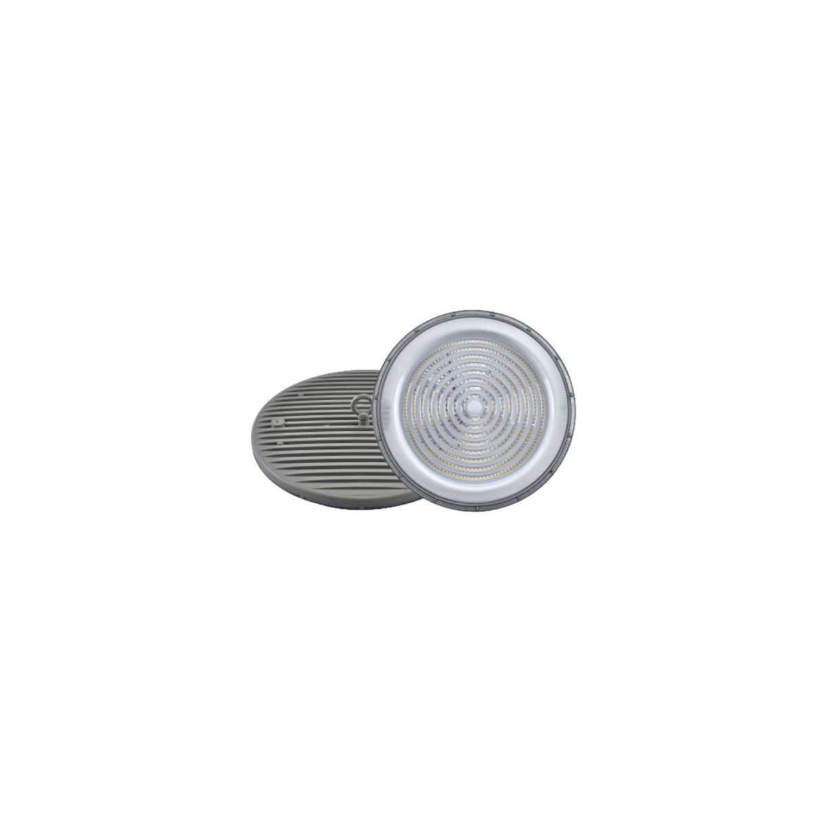 Campânula LED UFO 100W SLIM — vista lateral mostrando design compacto de 67mm