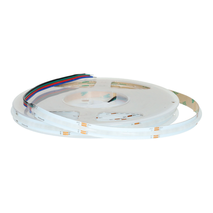 Fita LED COB RGB 24V 5m 12W/m 576 LEDs/m | Luz Homogénea Sem Pontos | IP20 | Interior | Dimável - rolo
