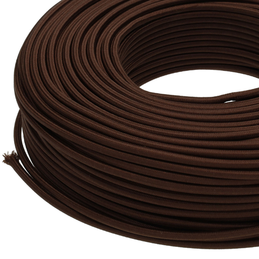 Cabo Elétrico Têxtil Vintage Candeeiro 2 Fios Vendido ao Metro Castanho ou Preto