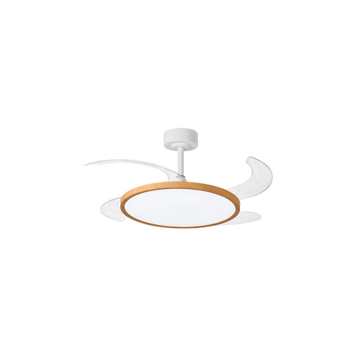 Ventoinha de Teto com Pás Retráteis e Luz LED 36W 3CCT | Motor DC 30W | 6 Velocidades | Comando - madeira