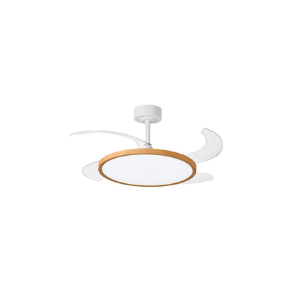 Ventoinha de Teto com Pás Retráteis e Luz LED 36W 3CCT | Motor DC 30W | 6 Velocidades | Comando - madeira