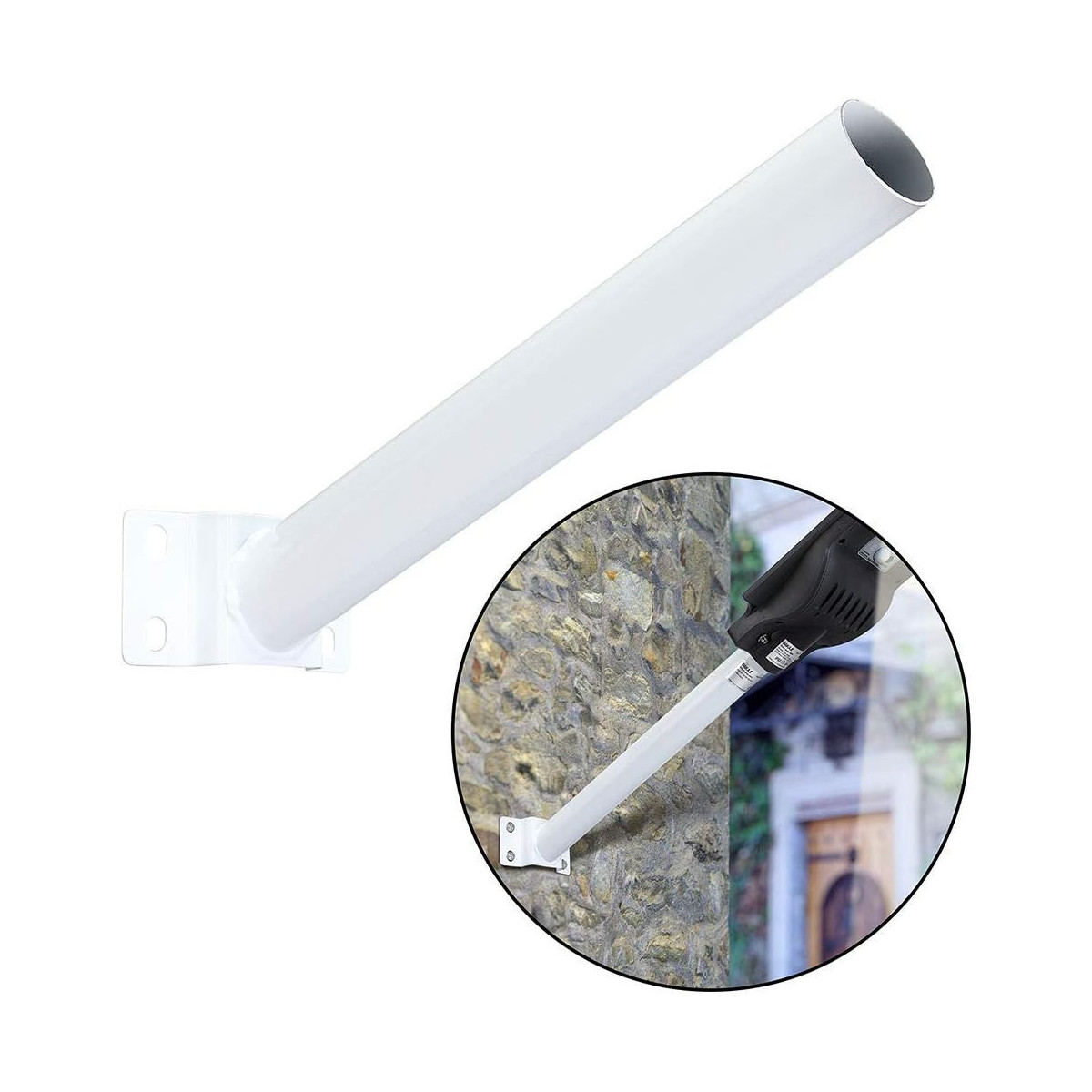 Suporte de Parede para Luminária de Iluminação Pública de Rua Ø50mm Aço Galvanizado Branco